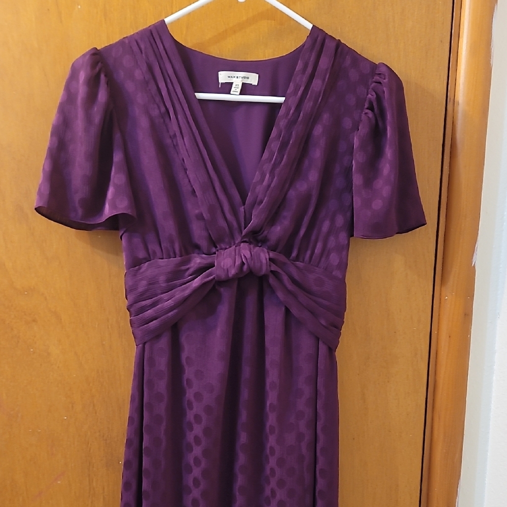 White House Black Market Purple Ruched Midi Dress